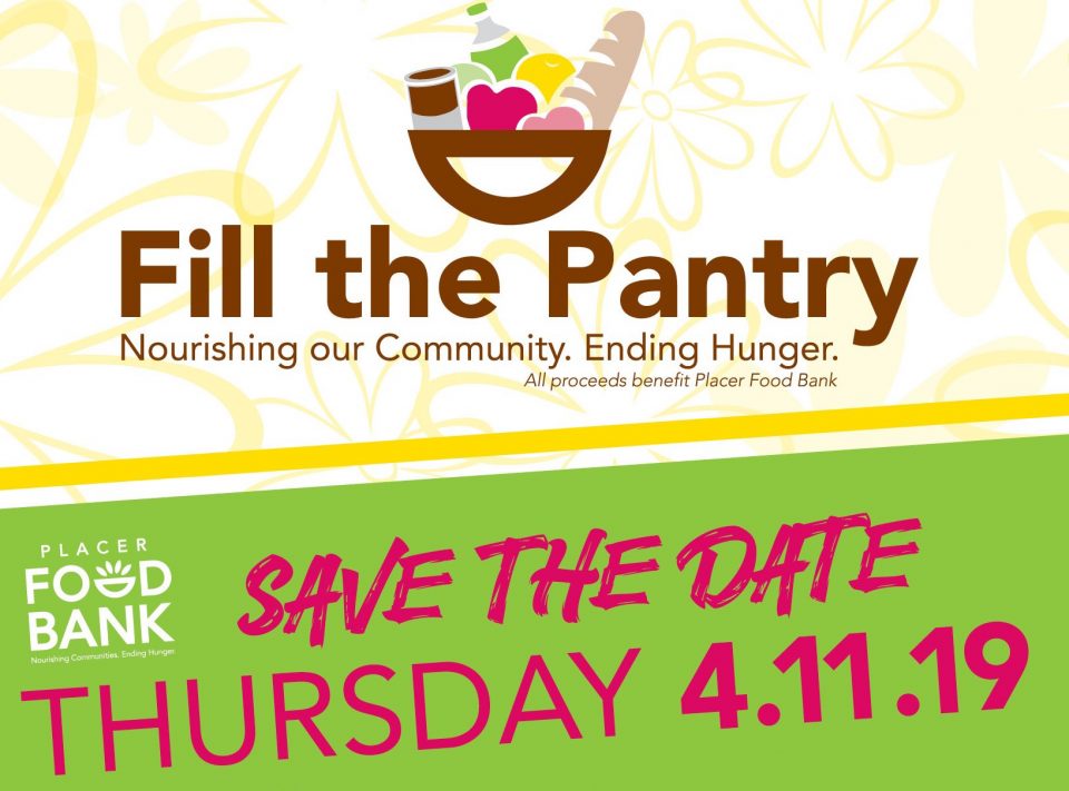 A poster with the words " fill the pantry " and " save the date thursday 4. 1 1."