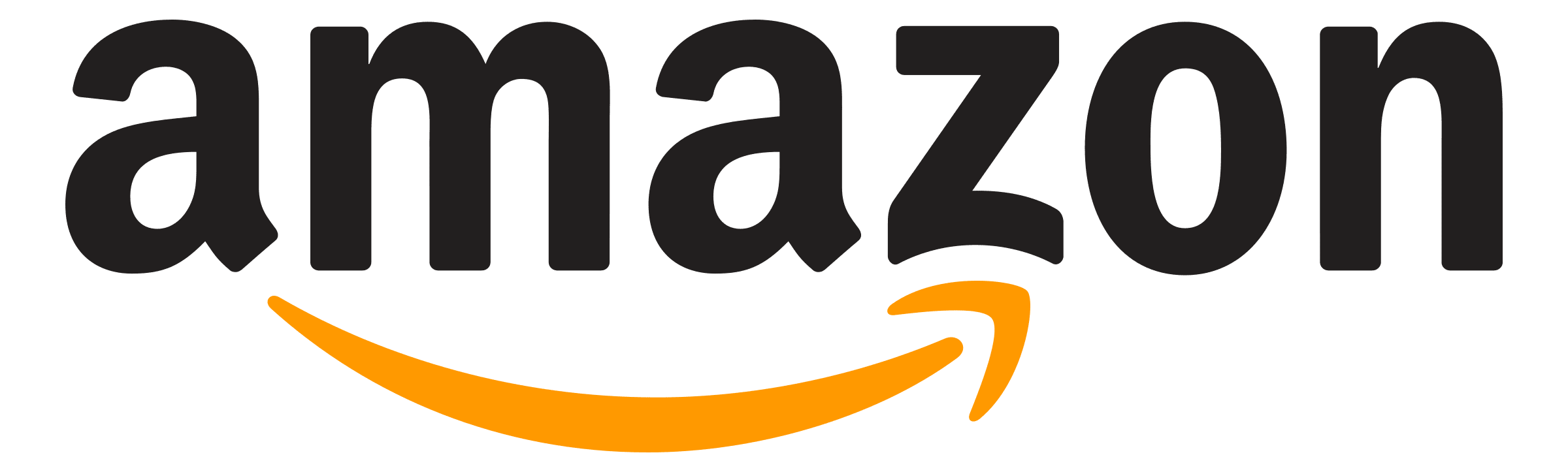 A black and orange logo for amazon.