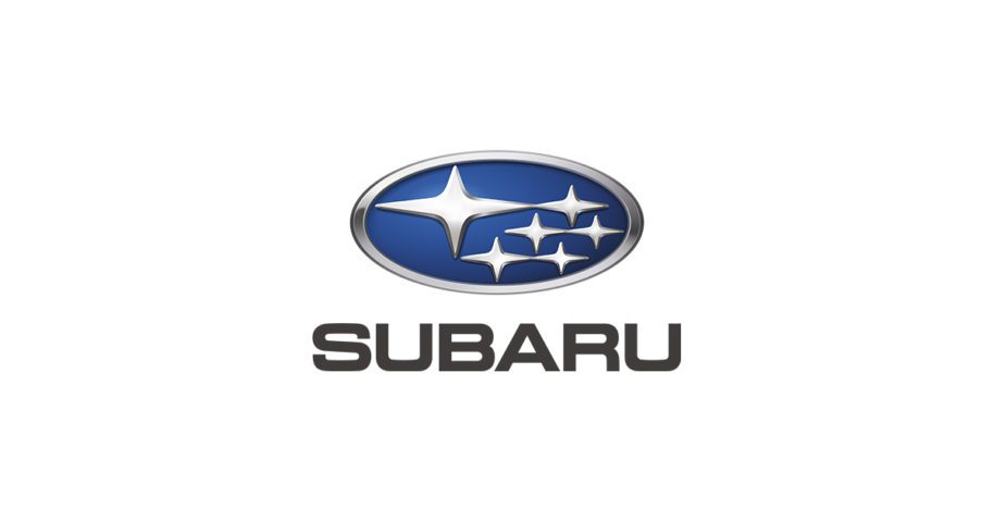 A subaru logo is shown on the side of a car.